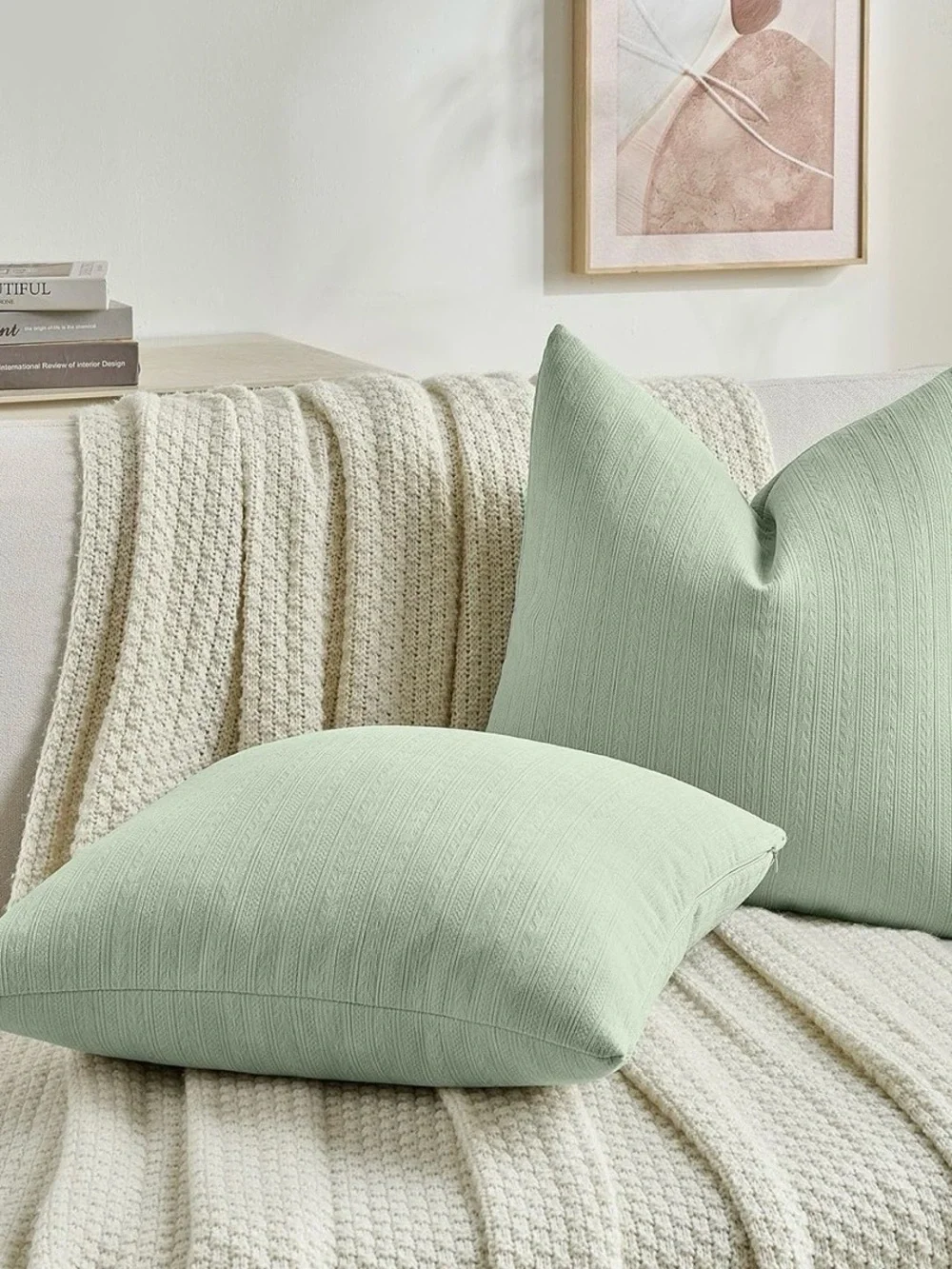 Soft Sage Green Decorative Throw Pillow Pair